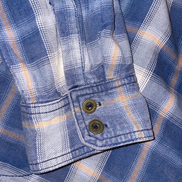 Free People Plaid Flannel Distressed/Deconstructed Stud Jacket/Shacket Size L - Picture 8 of 14